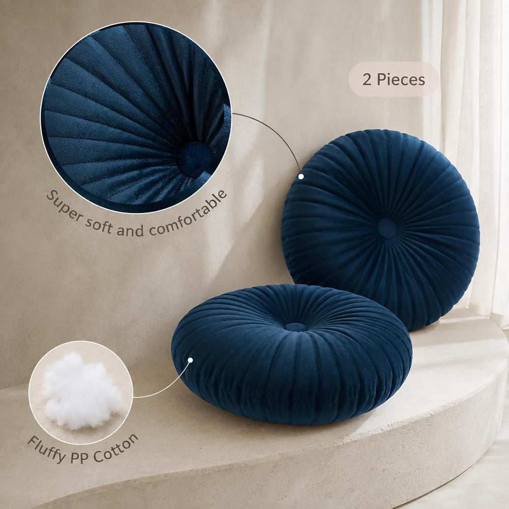 Teieas 2 Pcs Velvet Round Throw Pillow for Couch Chair Bed Home Decor
