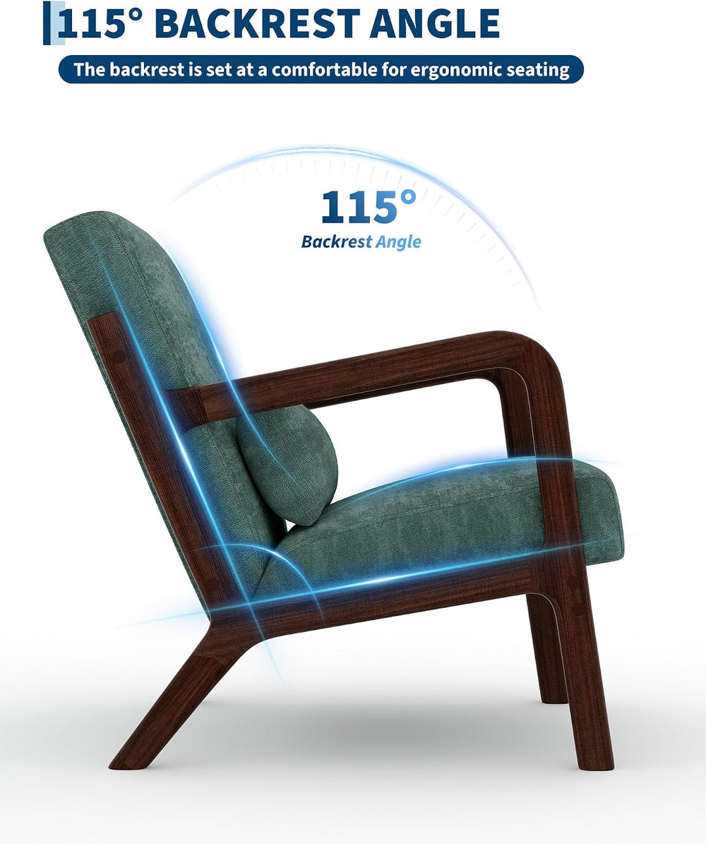 Garvee Mid Century Accent Chair, Upholstered Armchair with Lumbar Pillow
