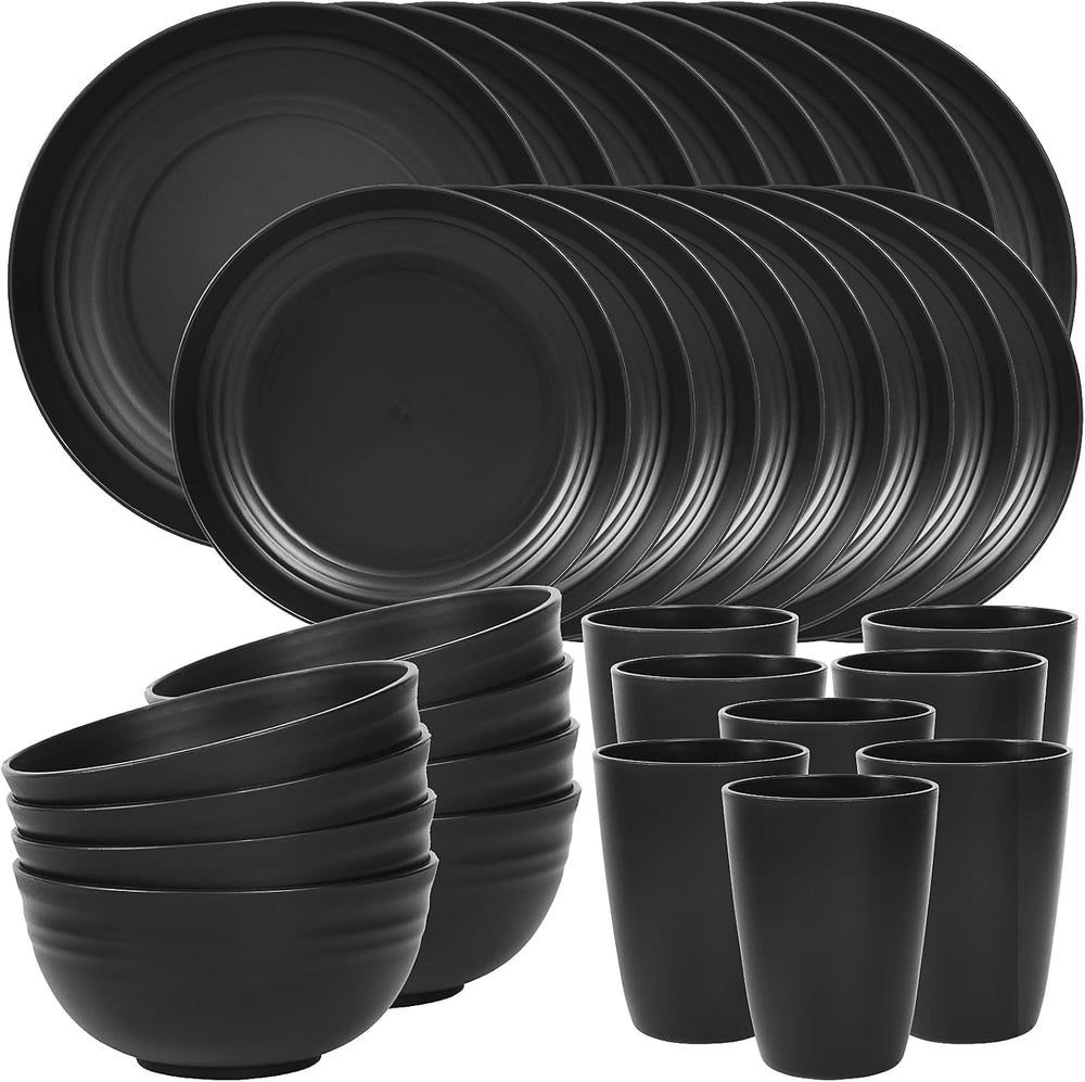 Quatish 32 Piece Plates and Bowl Set for 8, Dinnerware Dish Set for Kitchen