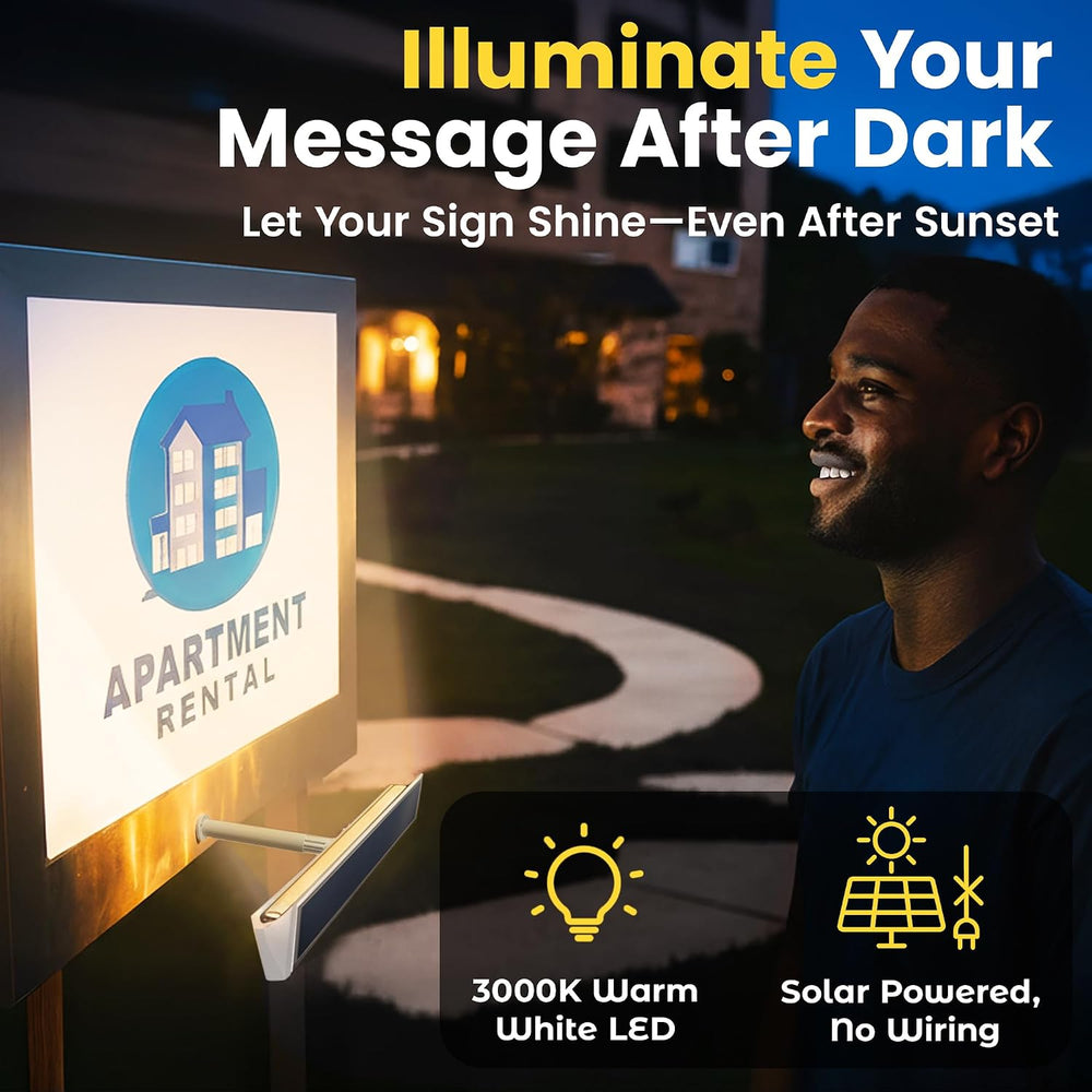 Brighticonic Solar Sign Lights Outdoor White – LED Solar Sign Light for House...