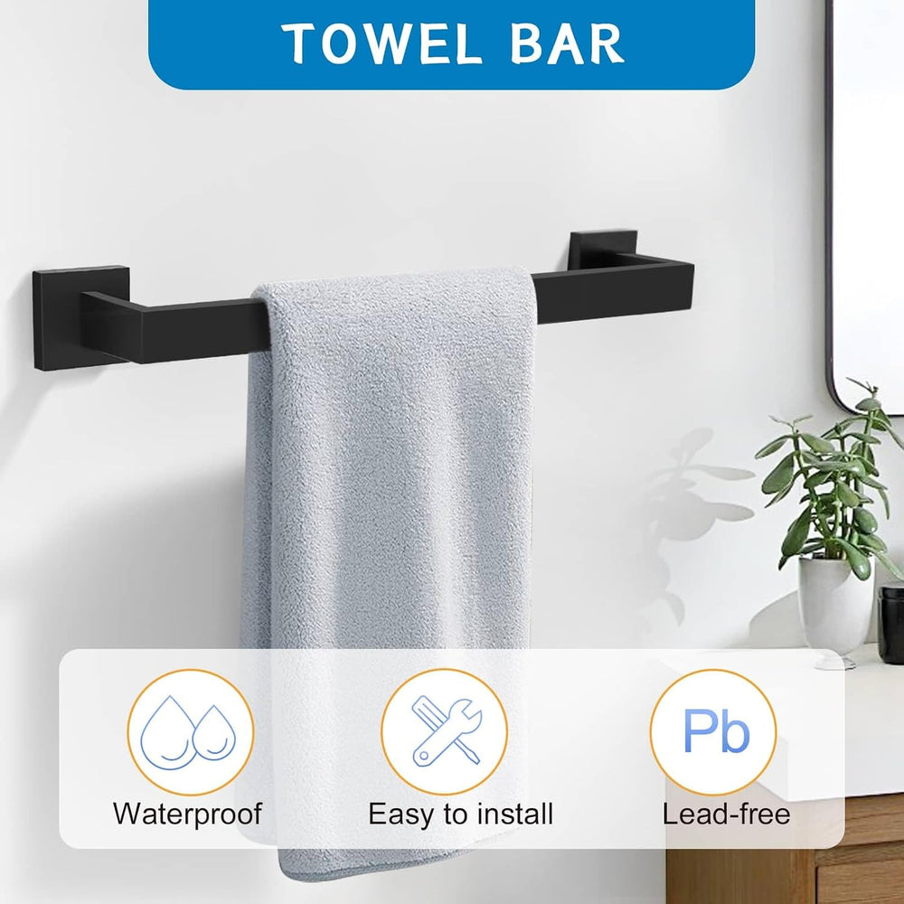 Matte Black 5 Pieces Bathroom Hardware Accessories Set Towel Bar Towel Holder...