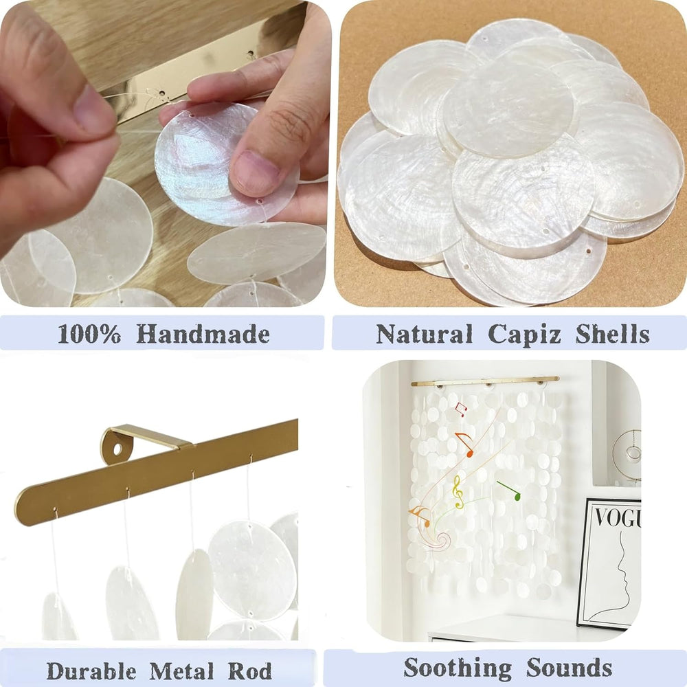 DHHOUSE 24x28 Inch Large Capiz Shell Wall Hanging, Handmade Sea Shell Wall Ar...