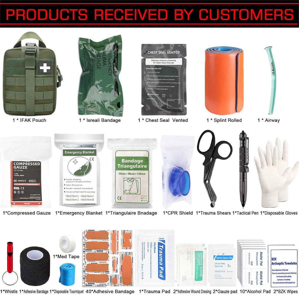Ifak Trauma Kit, 74 Piece Upgrade Molle Refill Tactical First Aid Supplies