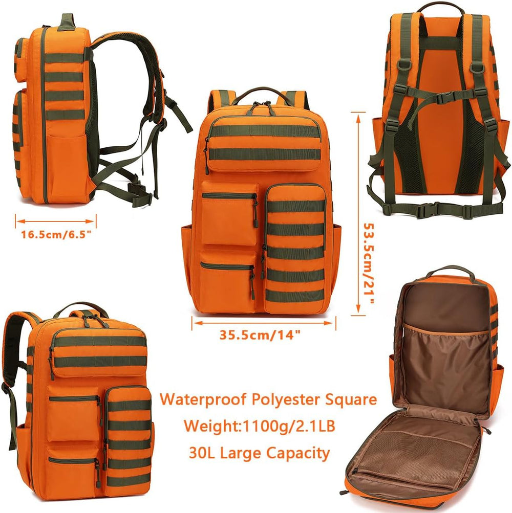 Tactical High-Visibility Orange Backpack for Men Women,30L Military Waterproo...