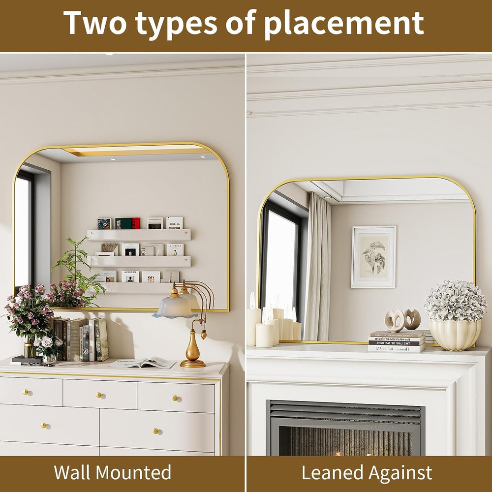 Gold Arched Top Wall Mounted Mirror 38"x30"