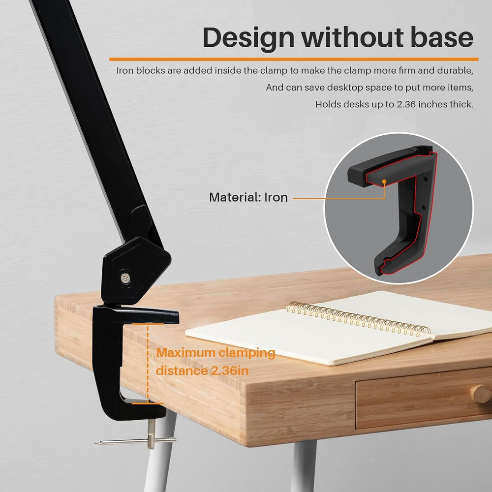 LED Architect Desk Lamp with Clamp, 30W 2500LM, Black 30CCT