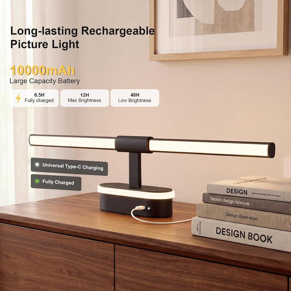 24" Wireless Picture Lights for Wall, Rechargeable Art Light with Timer