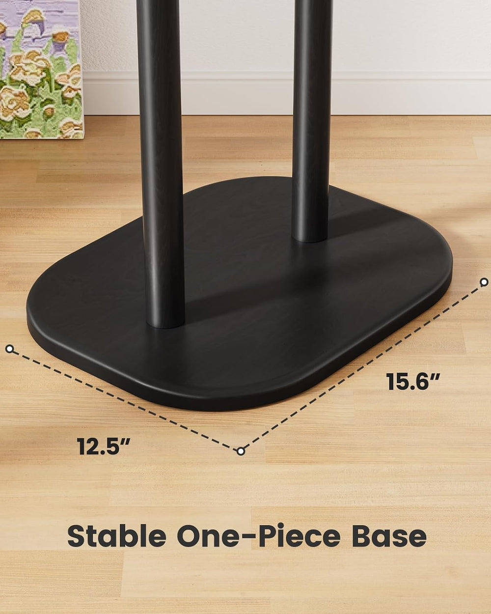 Pipishell Solid Wood Freestanding Coat Rack with 8 Hooks & Shelves, Black