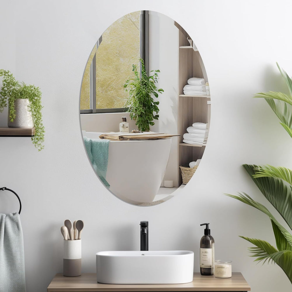 Oval Bathroom Mirror, 18X26 inch Oval Frameless Mirror,