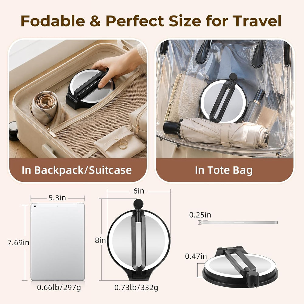 40X/1X Magnifying Mirror with Lights, Double Sided Travel Makeup Mirror