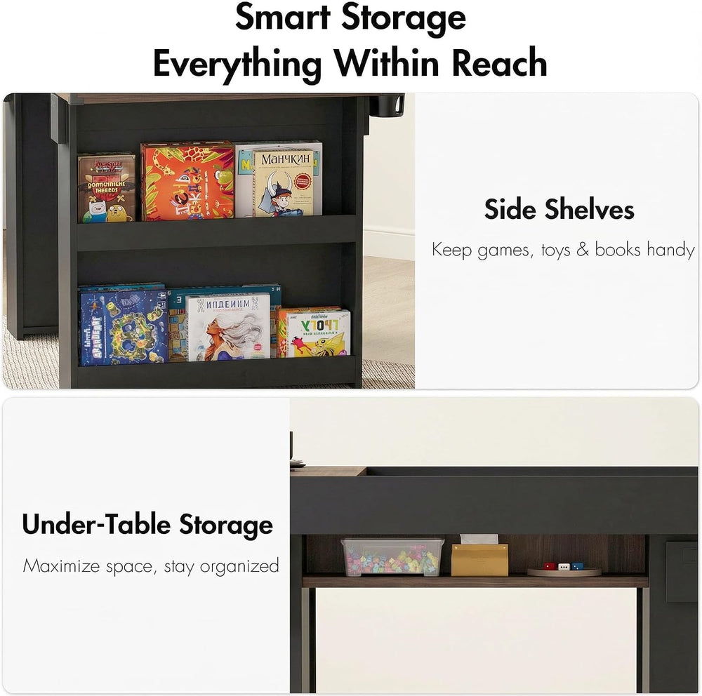 Board Game Table w/ Removable Top, 2-in-1 Dining and Gaming Table for 4–6