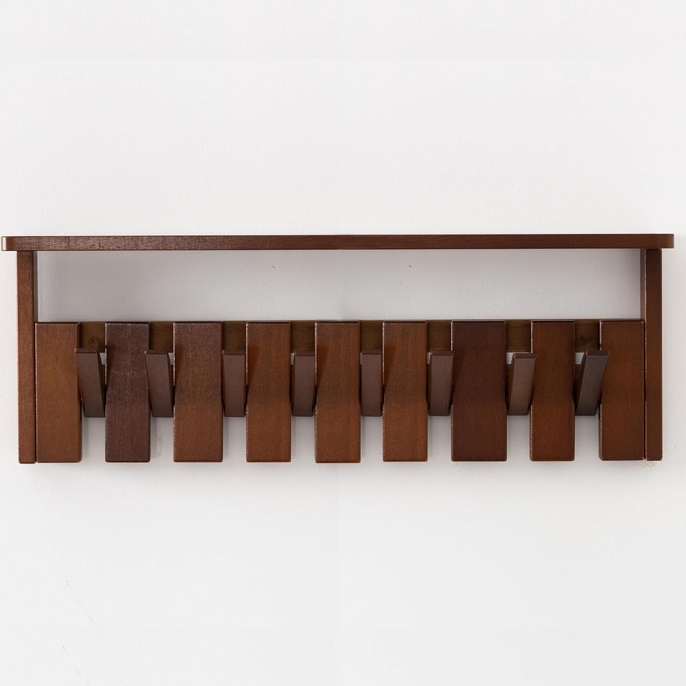 Wooden Coat Rack Wall Mount with Shelf, Heavy Duty Entryway Organizer with 8 ...