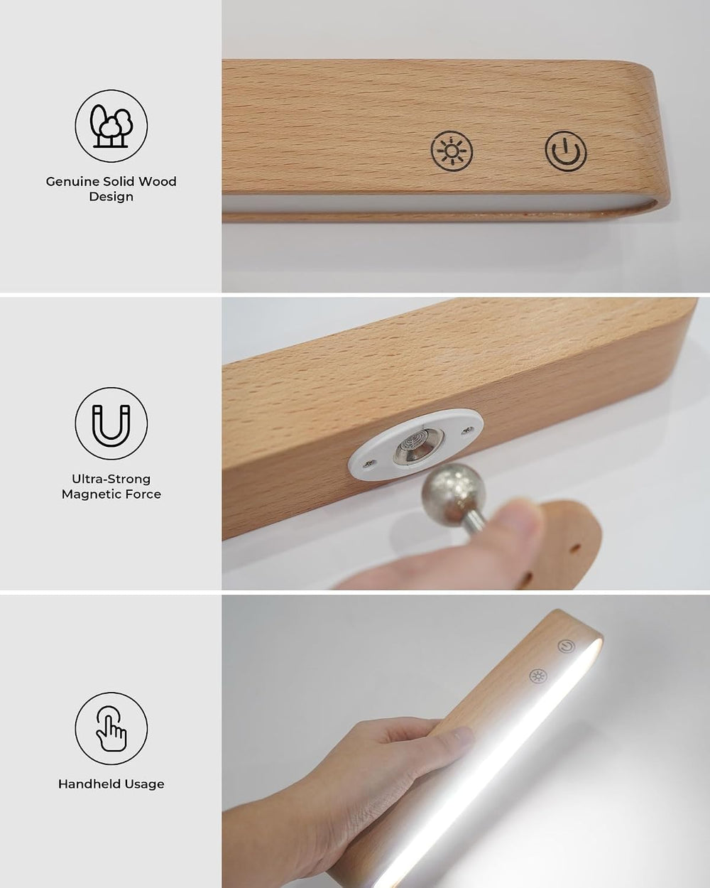 PopoIron Rechargeable LED Wall Sconces Set of Two,Wall Lights for Bedroom wit...