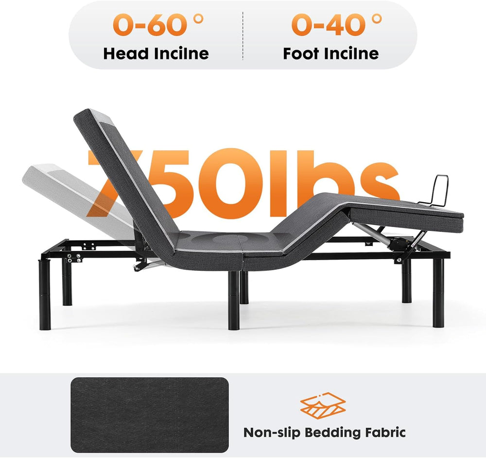 Sweetcrispy Full Adjustable Bed Frame, Electric Base, USB, Zero Gravity