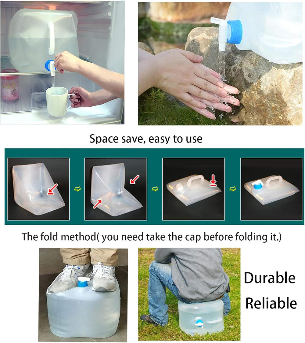 Cedilis 2 Pack 5.3 Gallon Collapsible Water Container with Spigot, Food Safe ...