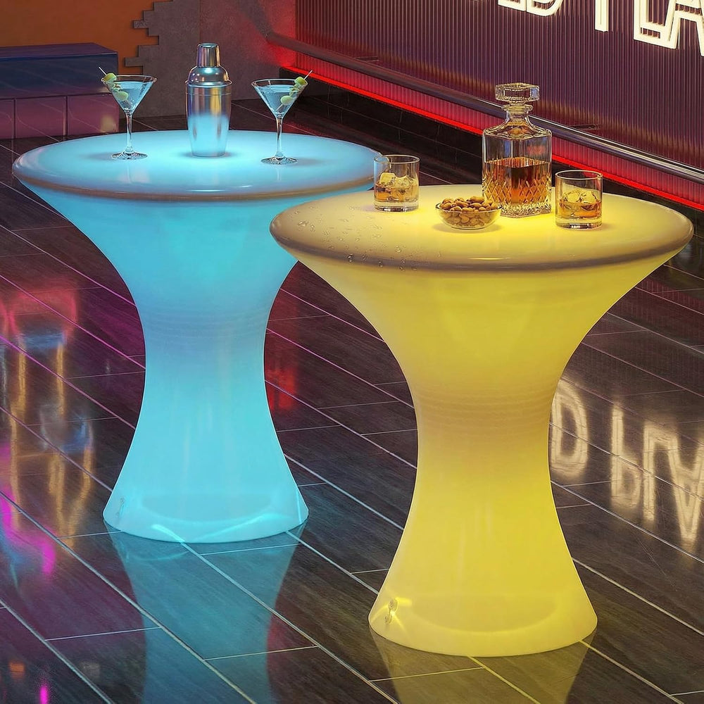 Mjkone 23" Height LED Bar Table with 16 RGB Multi-Colored Lights, Rechar...
