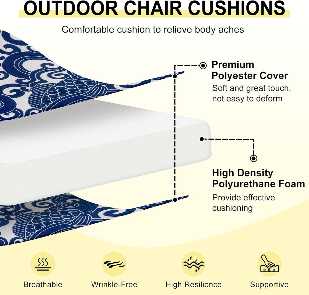 downluxe Outdoor Chair Cushions Set of 4 for Patio Furniture, Water-Resistant...