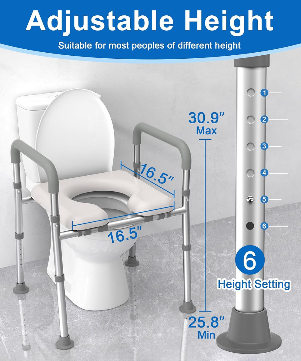 HOMLAND Toilet Seat Riser for Seniors with Adjustable Height & Width, 400lb
