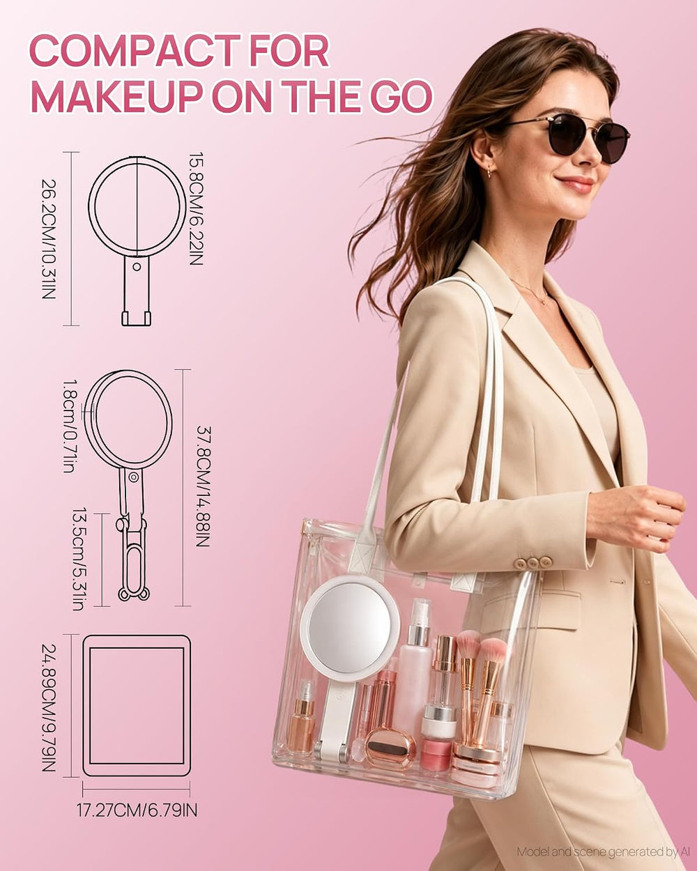 Buqikma Travel Lighted Makeup Mirror 1X/10X Magnifying Mirror with Lights