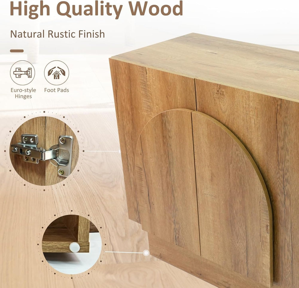HEAH-YO Natural Sideboard Buffet Cabinet with Storage, Entryway Accent Cabine...
