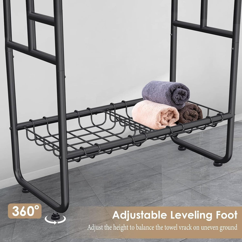 Kayfia 40'' Freestanding 3 Tier Metal Towel Rack, 2 Baskets & 6 H...