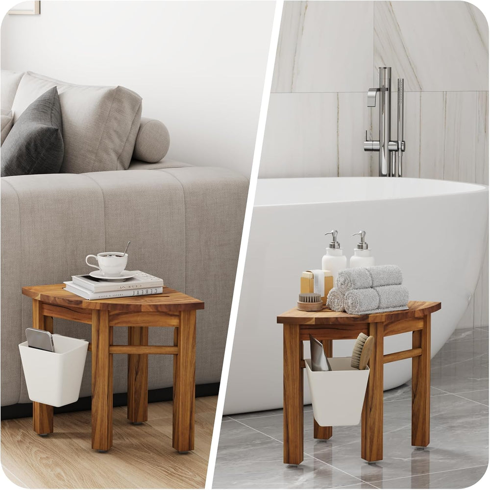 Kiasthome Teak Corner Shower Bench, Waterproof Bathroom Teak Shower Bench, St...