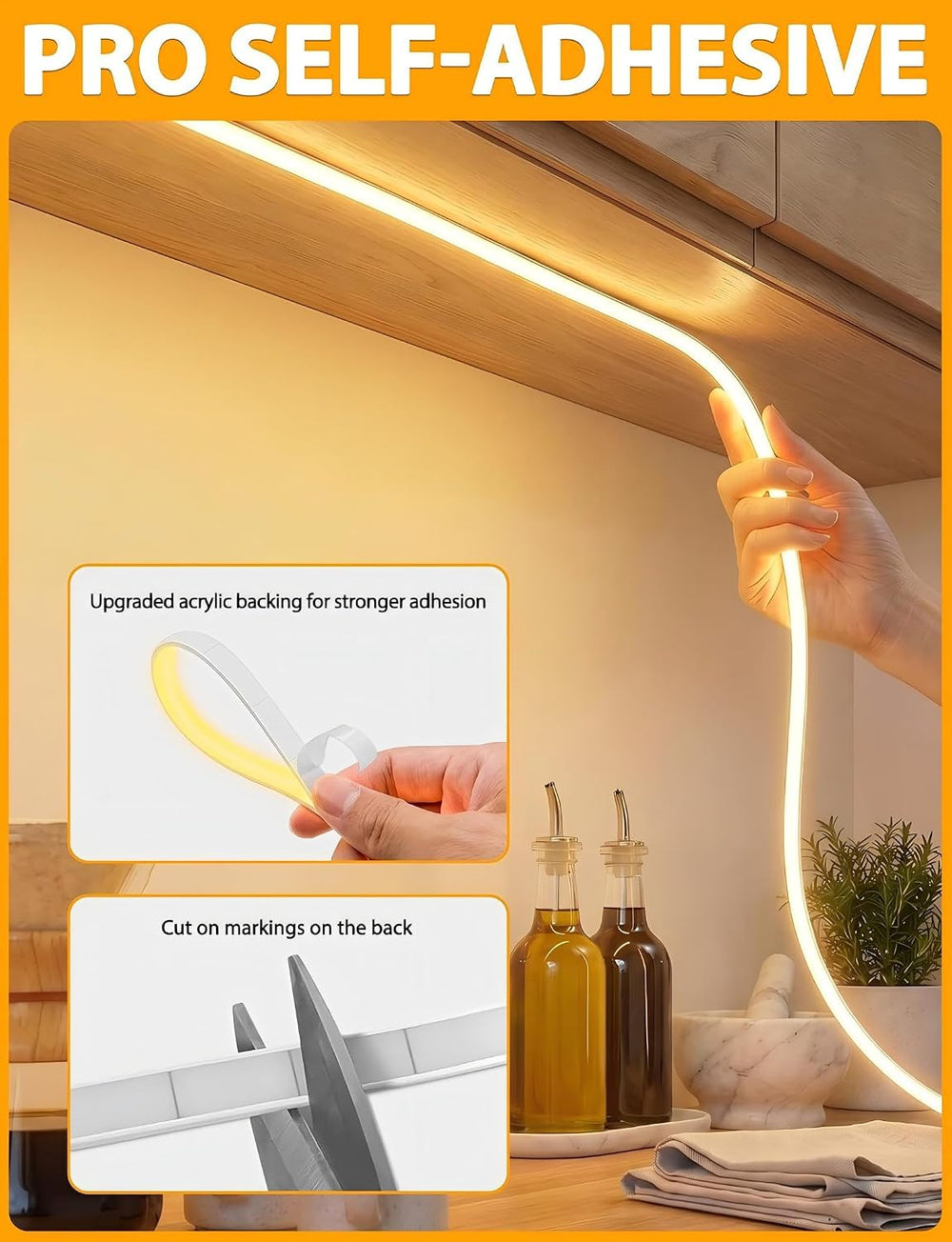Lamomo COB LED Strip Lights 32.8ft, Warm White Dimmable Rope with Remote