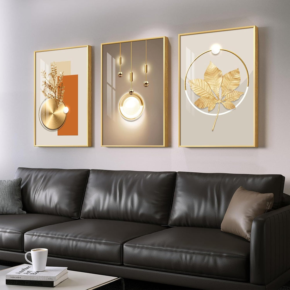 Large Framed Modern Luxury Wall Art for Living Room, 3 Piece 24x36 In