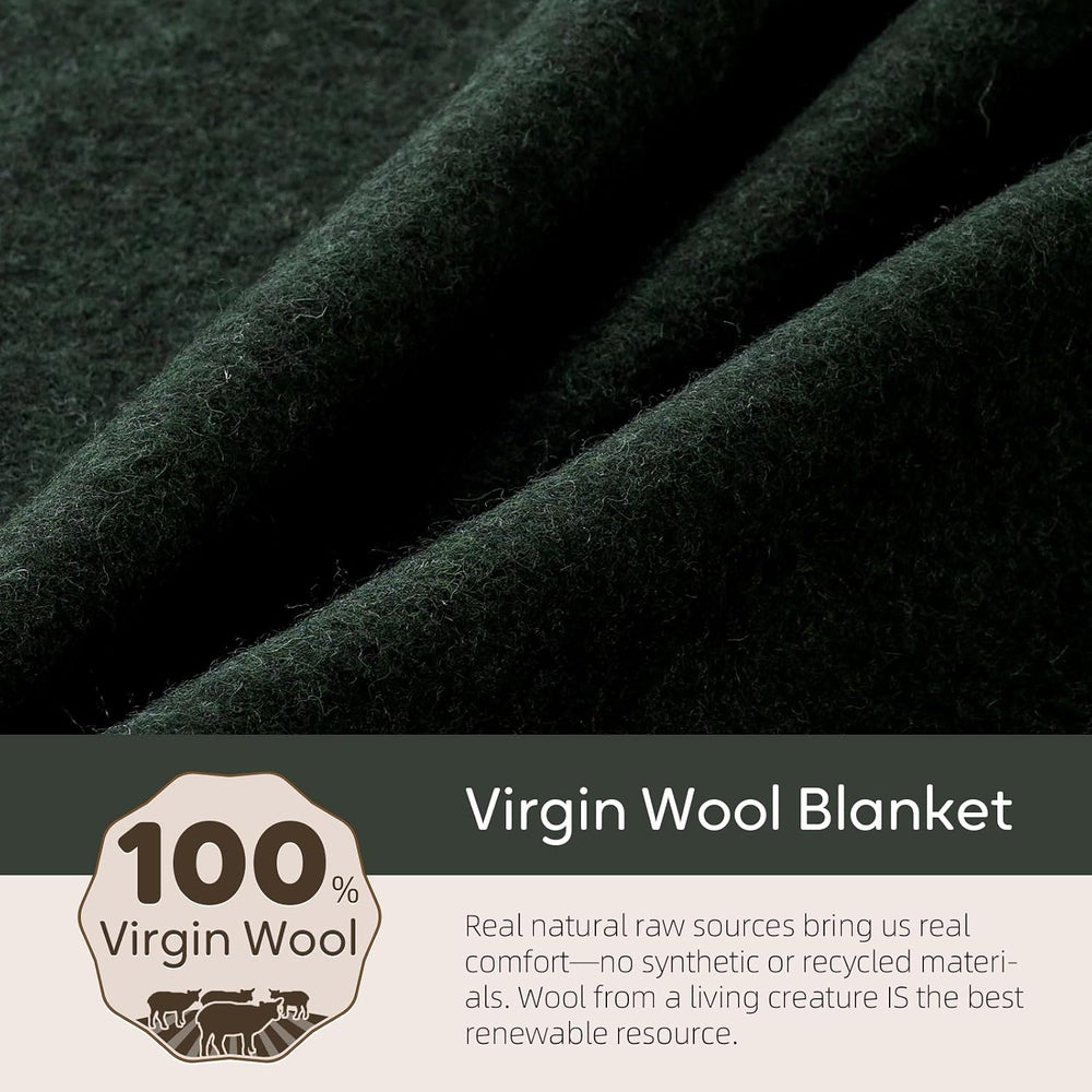 Molithe 100% Wool Blanket, 62" x 48", Warm, Thick, Military, Campin...