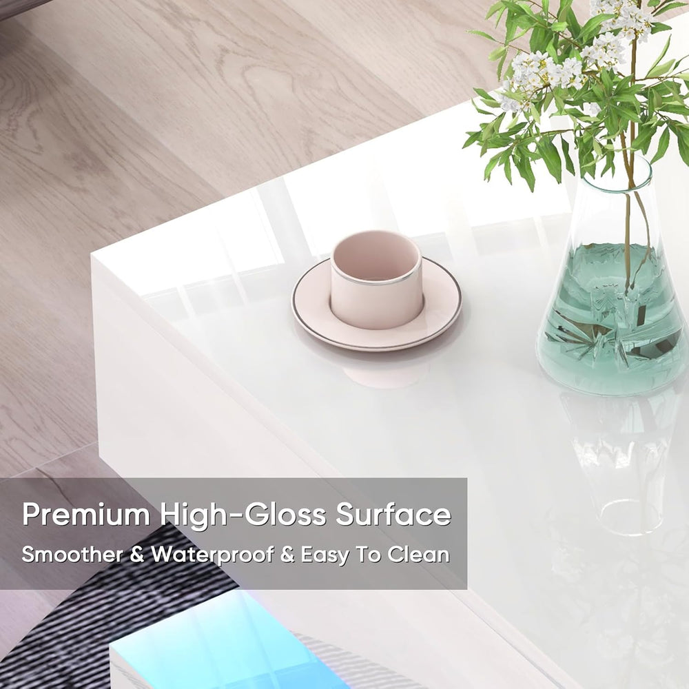 Verano Garden 2-Piece LED High Gloss Living Room Table Set with Storage