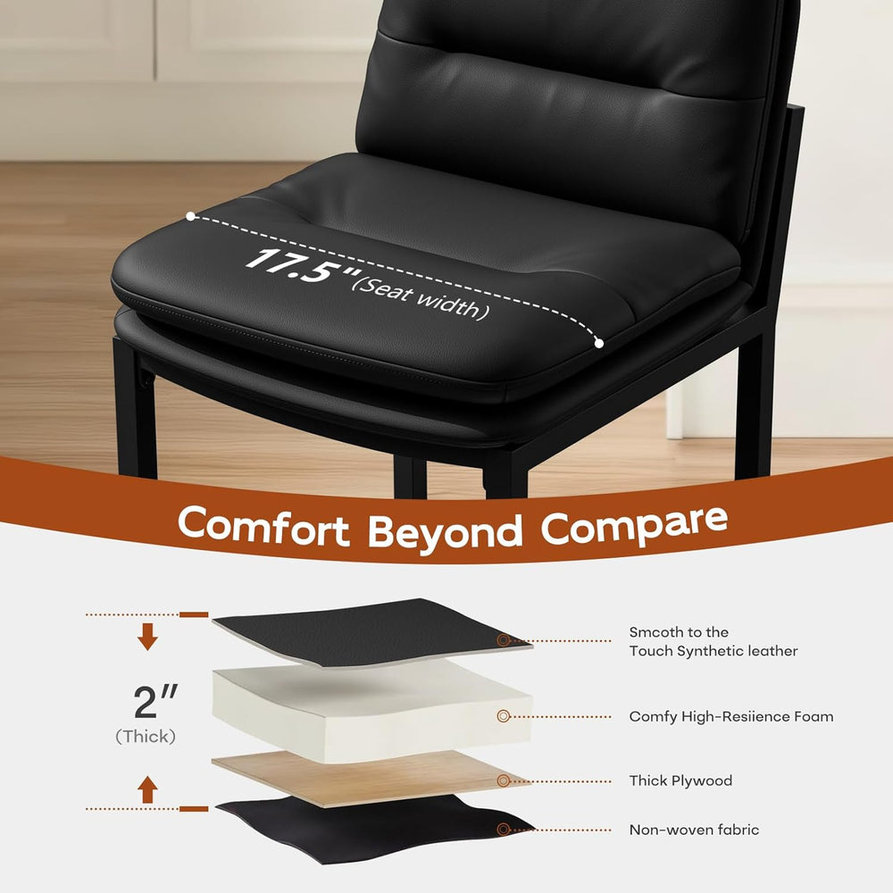 24" Black Counter Height Bar Stools Set of 4, Double-Layer Seat