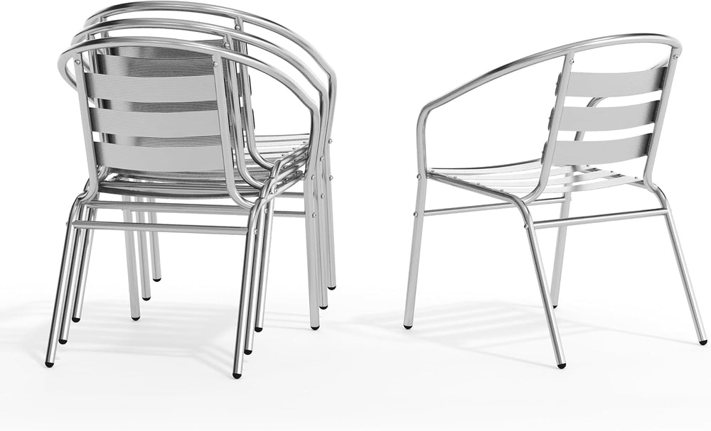 Flash Furniture Lila 4 Pack Commercial Aluminum Indoor-Outdoor Restaurant Sta...