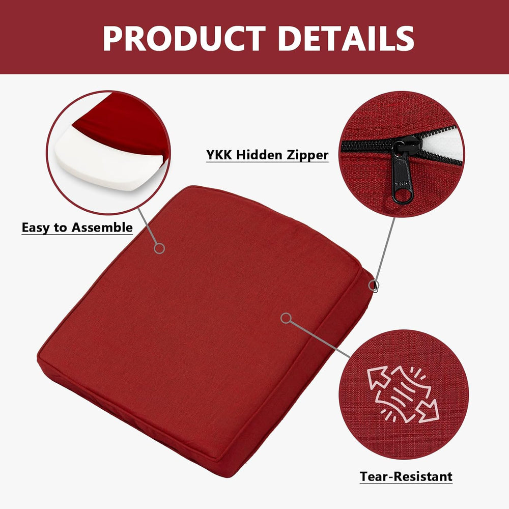 Goodgoods 20x20 Outdoor Chair Cushions Set of 2, 35D Foam, Chili