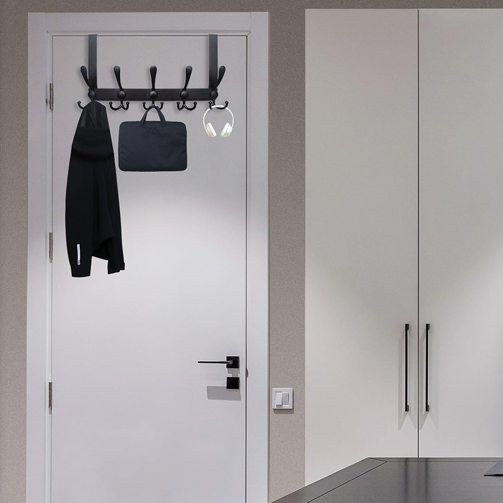 WEBI Over The Door Hook Door Hanger Hook Rack with 5 Tri Hooks for Hanging Co...