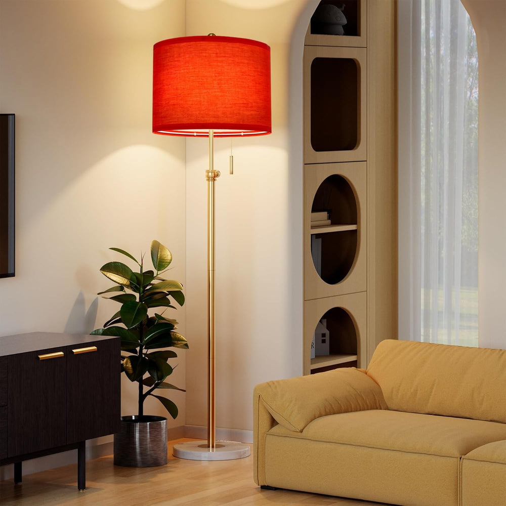 Lamp Shades Set of 2, Red Drum Lamp Shades, 11.8 x 11.8 x 7.9 Inch