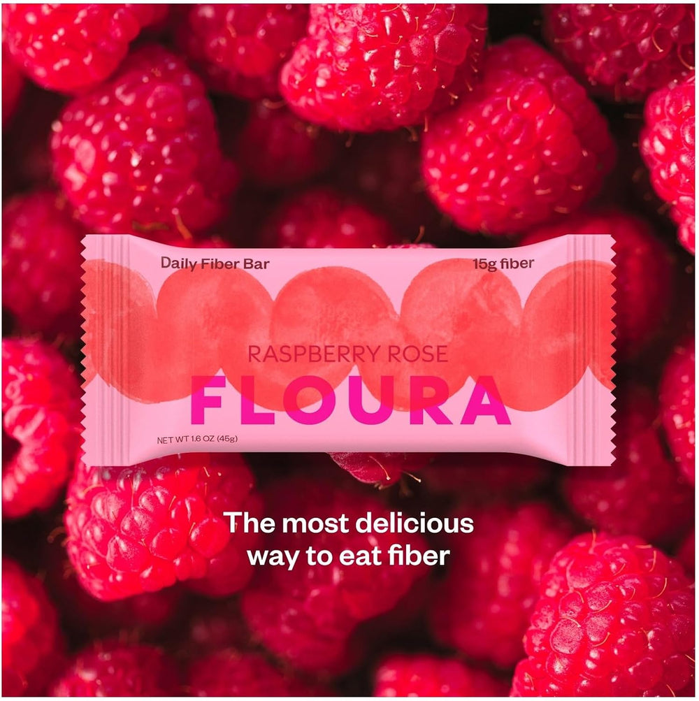 Floura Raspberry Rose Fiber Bars – 15g Diverse Fiber, 12 Plants (12 Pack)
