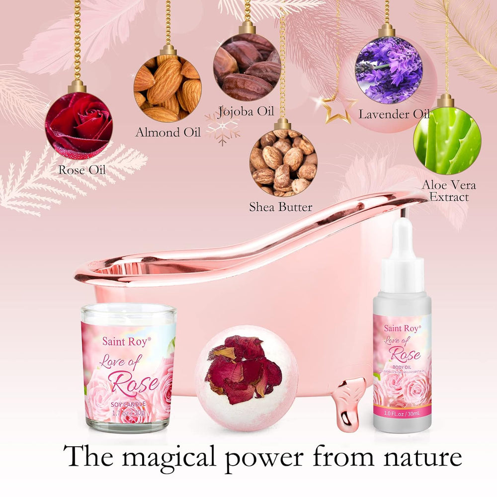 Spa Gifts for Women Rose Spa Gifts Bath and Body Gift Basket Set Care Kit