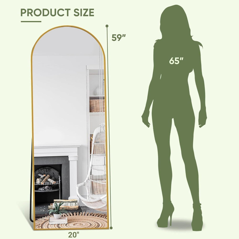 Full Length Mirror, 59"x20" Arched Standing Full Body Mirror,Gold