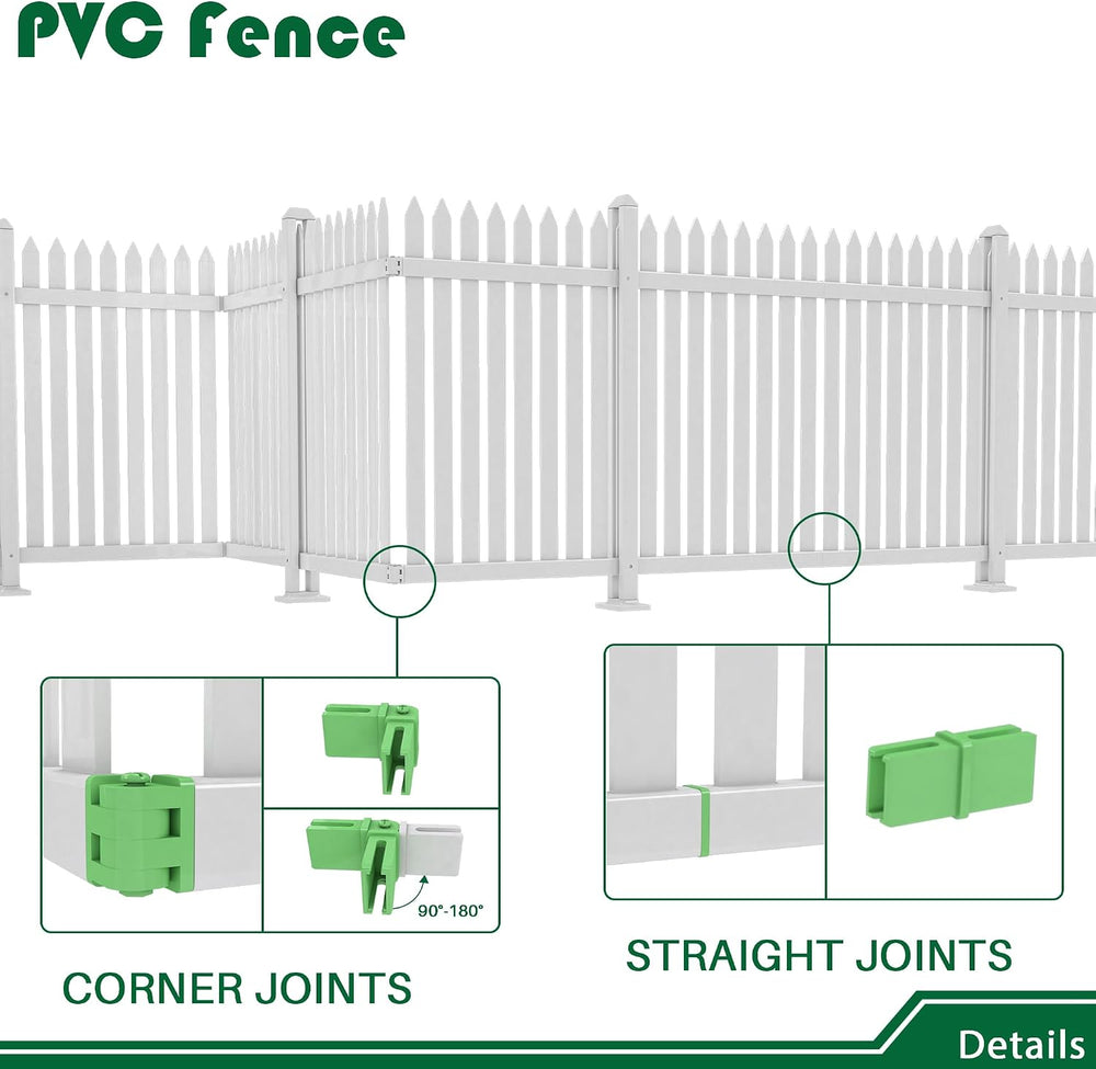 Outdoor Garden Vinyl Fence (4Sets), W84 X H36 White Picket Fence Panels Priva...