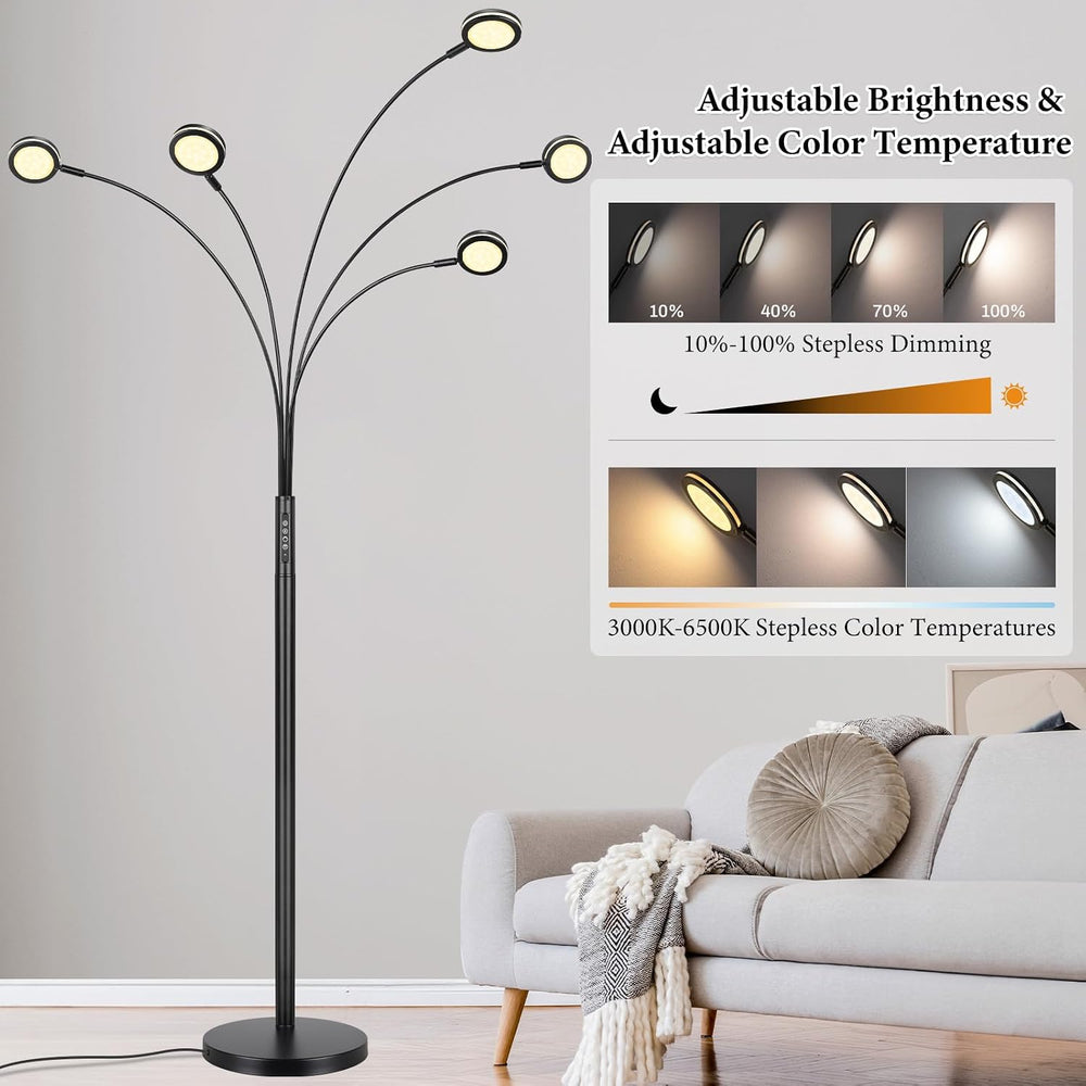 Bairth LED Arc Floor Lamp with Remote,2250LM Dimmable Floor Lamp with Timer