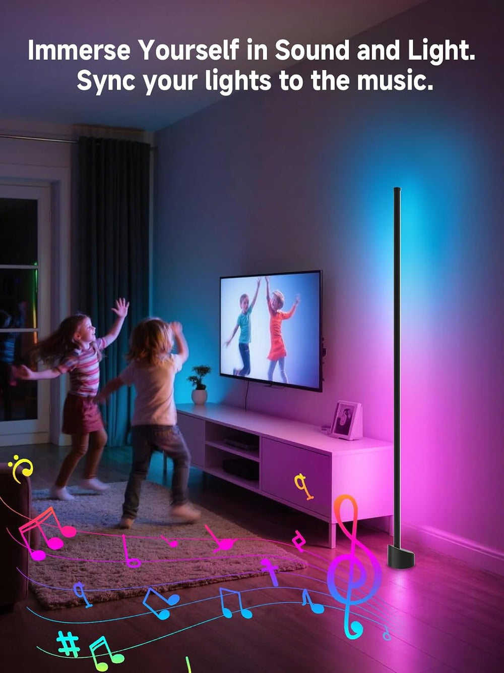 Tyute Standing Floor Lamp, RGB LED Lamp with Music Sync, Smart App and Remote...