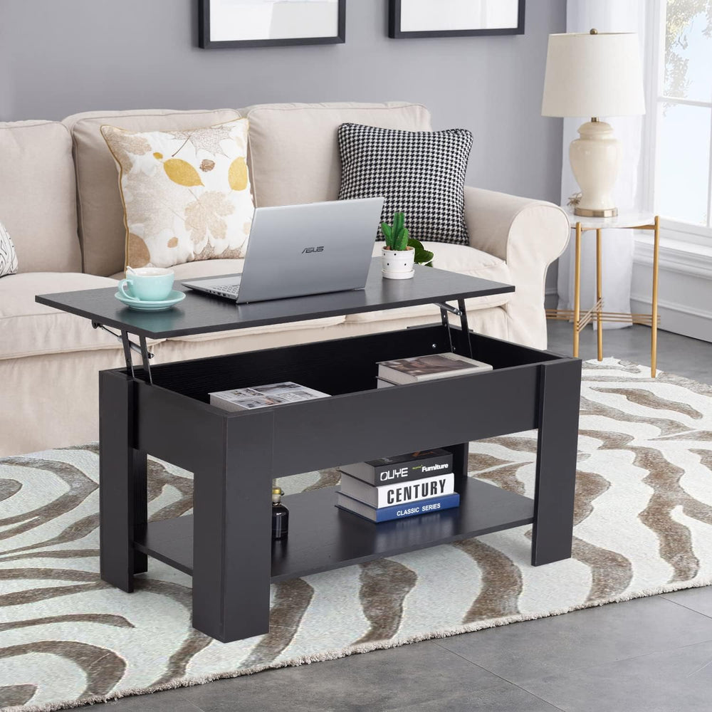 FDW | 39.4" Lift Top Coffee Table | Black | with Hidden Storage