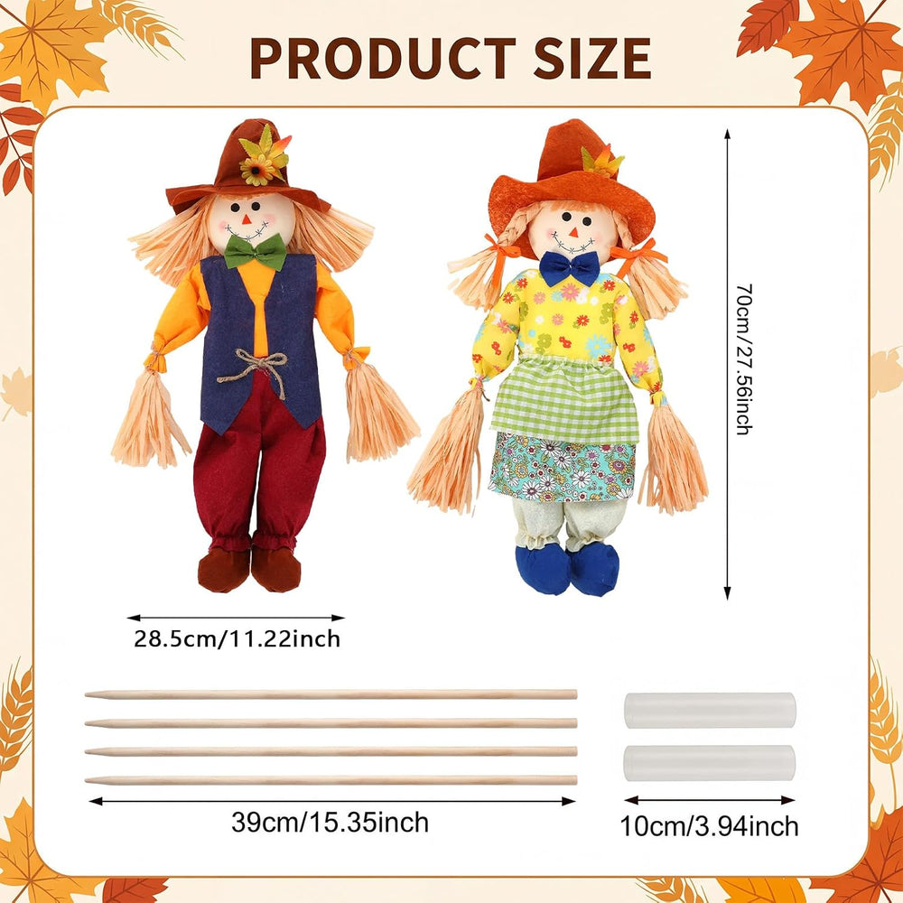 Sintuff 2 Pcs 27'' Fall Scarecrow Decorations Harvest Outdoor, Bright
