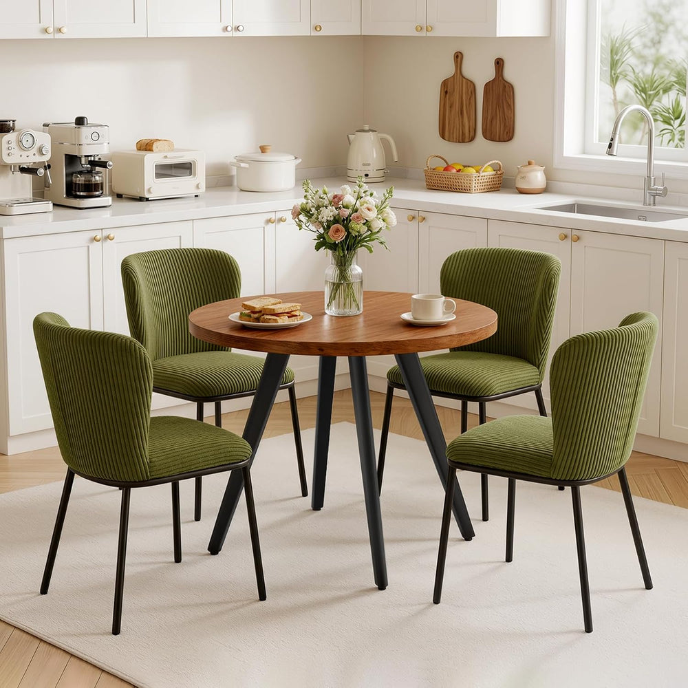 31.5" Round Dining Table Set for 4, Small Kitchen Table and Chairs Set