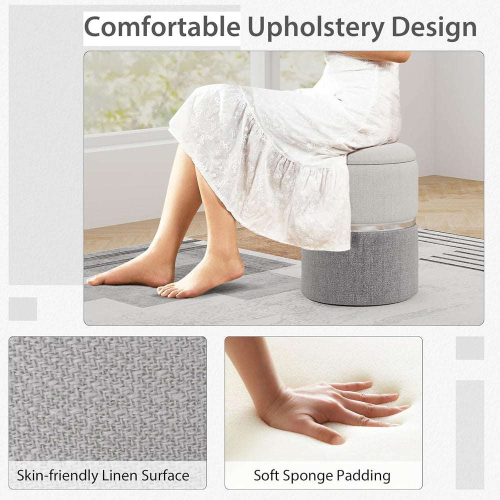 GIANTEX Ottoman with Storage, 1 Large & 1 Small Nesting Ottoman Side Table