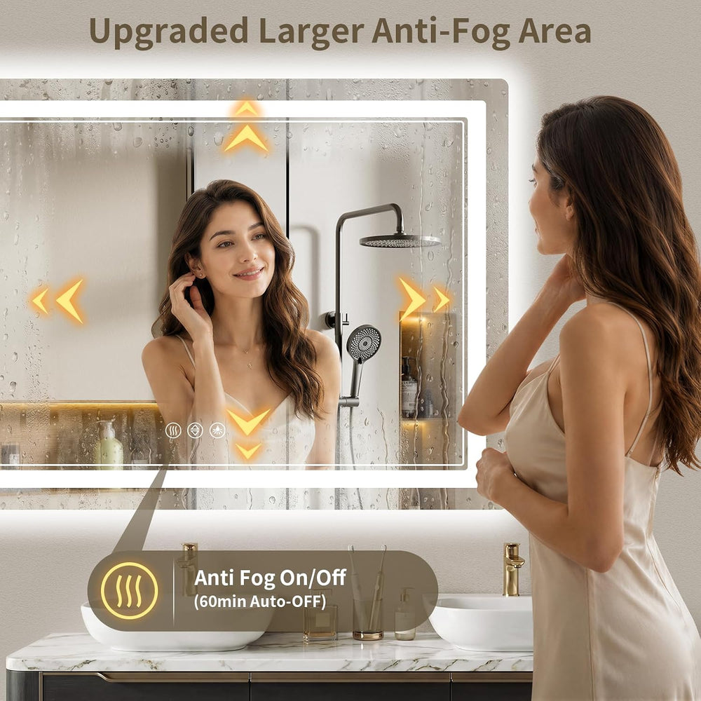 36"x60" LED Bathroom Mirror with Lights, Backlit + Front Lit, Anti-...