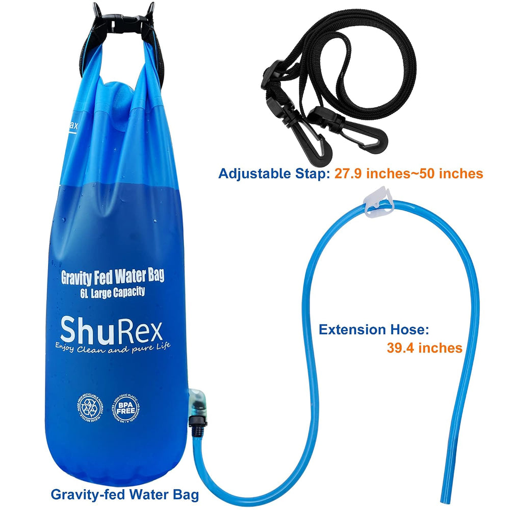6L Gravity-Fed Water Bag for Sawyer Survival Water Filter Straw