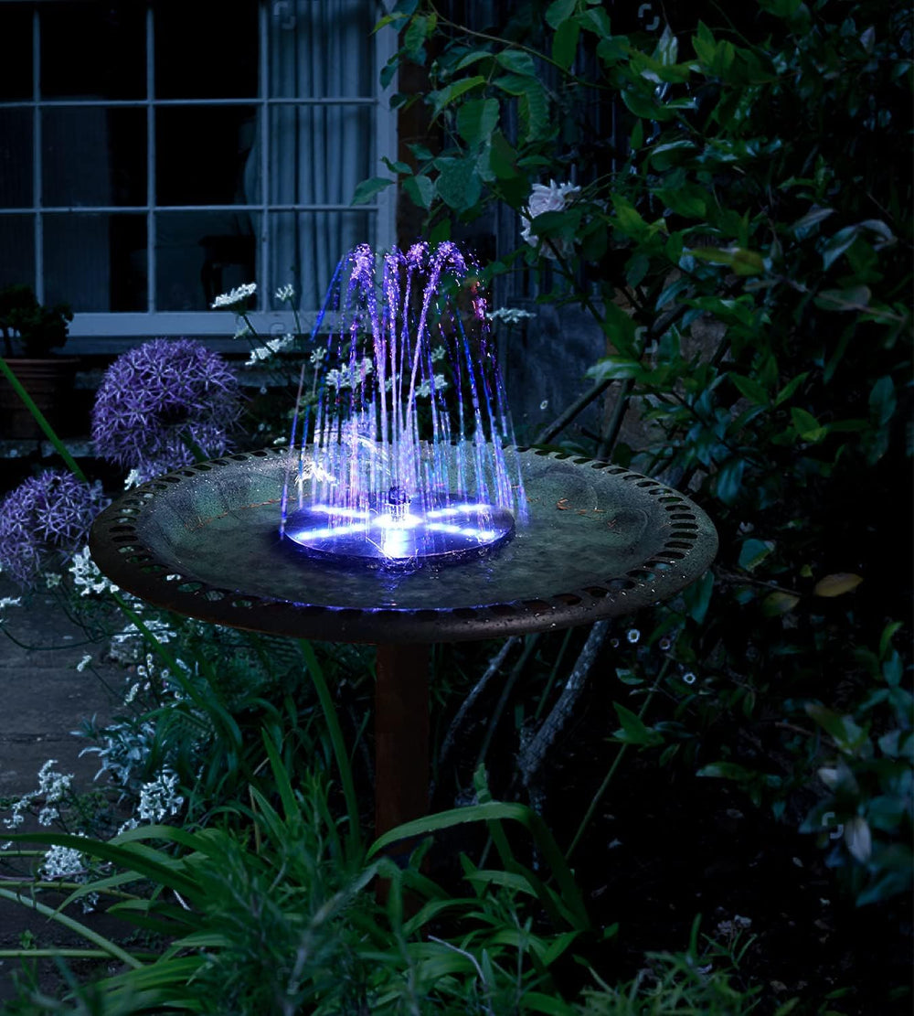 SZMP Solar Fountain with Colorful Star-Shaped Lights, 4W Bird Bath Fountain P...
