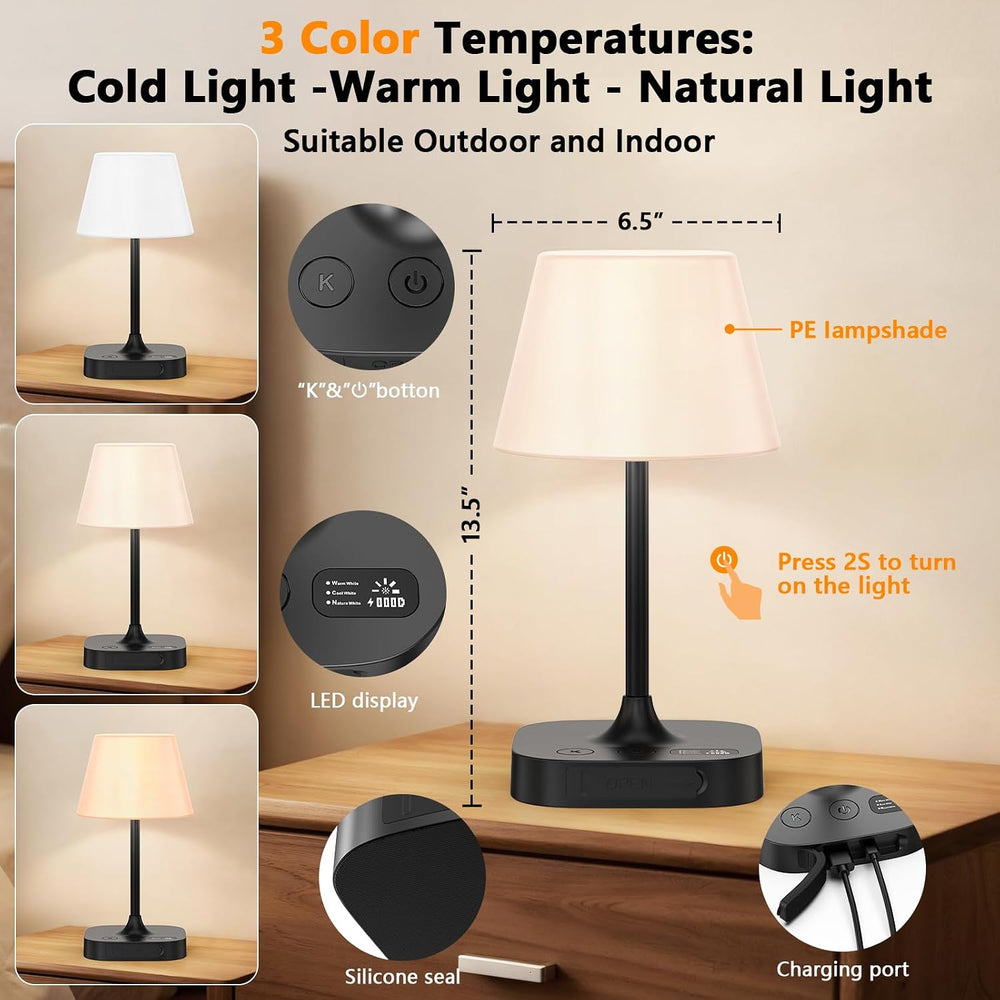 Table Lamp,Cordless Waterproof Shower Lamp and Dimmable Touch Lamp