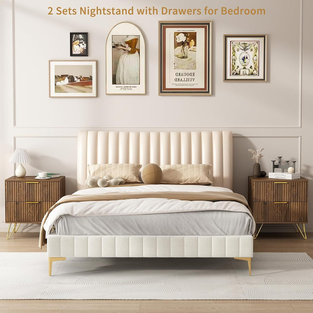 7 Drawer Dresser and Nightstand Sets for Bedroom, 3 Pcs Bedroom Set, Walnut丨N...